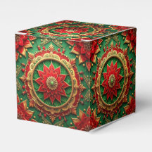 Red Green Decorative Holiday Favor Box