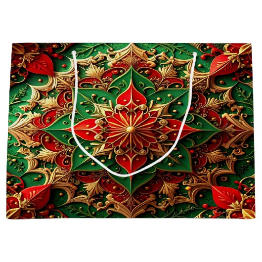 Red Green Decorative Holiday Gift Bag Groot Cadeauzakje (Voorkant)