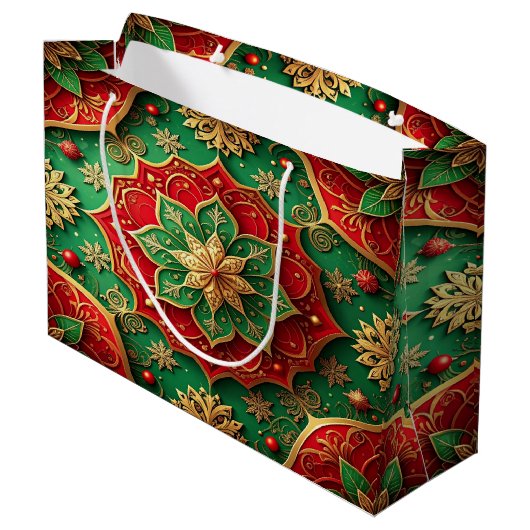 Red Green Decorative Holiday Gift Bag Groot Cadeauzakje (Achterkant Gekanteld)
