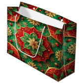 Red Green Decorative Holiday Gift Bag Groot Cadeauzakje (Voorkant Gekanteld)