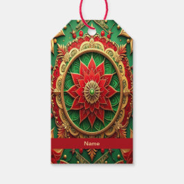 Red Green Decorative Holiday Gift Tag Cadeaulabel