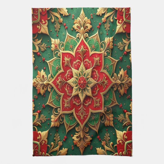 Red Green Decorative Holiday Kitchen Towel Theedoek (Verticaal)