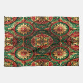 Red Green Decorative Holiday Kitchen Towel Theedoek (Horizontaal)