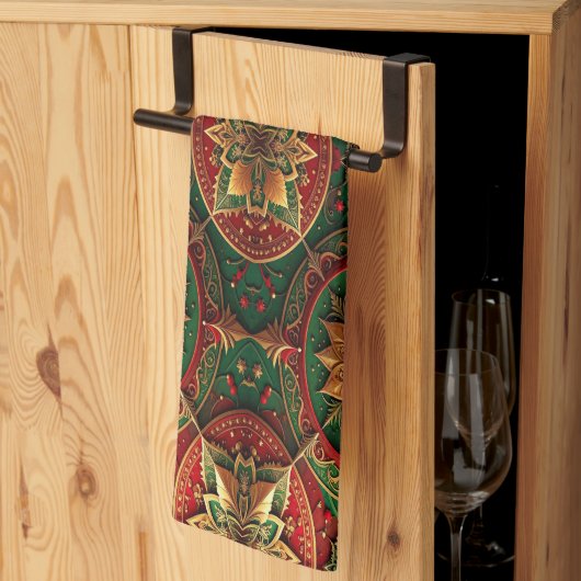 Red Green Decorative Holiday Kitchen Towel Theedoek (Derde Gevouwen)