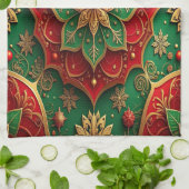 Red Green Decorative Holiday Kitchen Towel Theedoek (Gevouwen)
