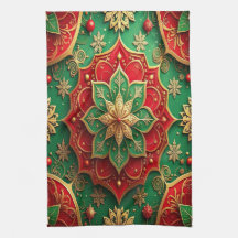 Red Green Decorative Holiday Kitchen Towel