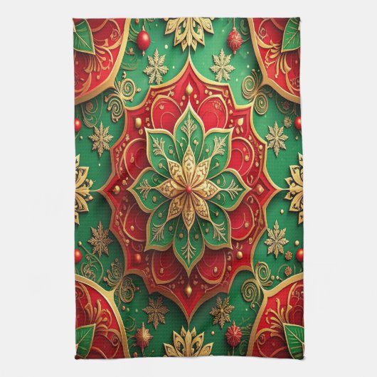 Red Green Decorative Holiday Kitchen Towel Theedoek (Verticaal)