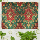 Red Green Decorative Holiday Kitchen Towel Theedoek (Gevouwen)