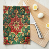 Red Green Decorative Holiday Kitchen Towel Theedoek (Quarter Fold)