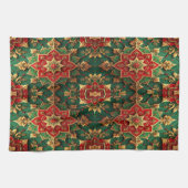 Red Green Decorative Holiday Kitchen Towel Theedoek (Horizontaal)