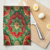 Red Green Decorative Holiday Kitchen Towel Theedoek (Quarter Fold)