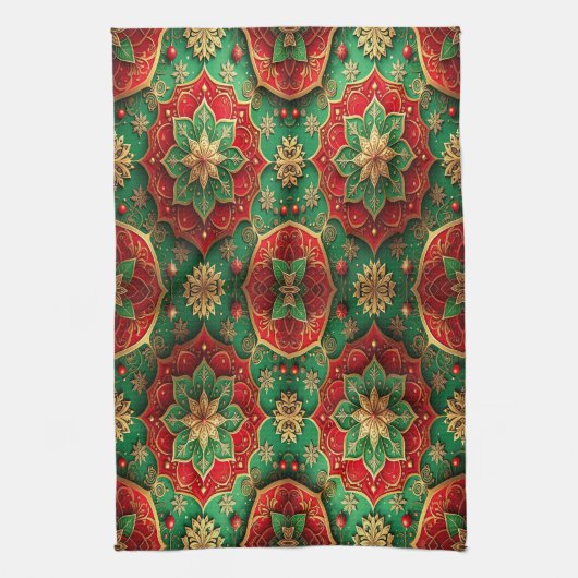 Red Green Decorative Holiday Kitchen Towel Theedoek (Verticaal)