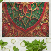 Red Green Decorative Holiday Kitchen Towel Theedoek (Gevouwen)