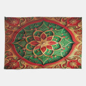 Red Green Decorative Holiday Kitchen Towel Theedoek (Horizontaal)