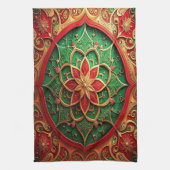 Red Green Decorative Holiday Kitchen Towel Theedoek (Verticaal)