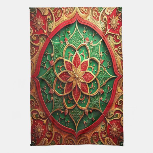 Red Green Decorative Holiday Kitchen Towel Theedoek (Verticaal)