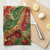 Red Green Decorative Holiday Kitchen Towel Theedoek (Quarter Fold)