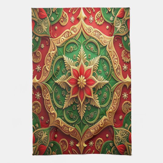 Red Green Decorative Holiday Kitchen Towel Theedoek (Verticaal)