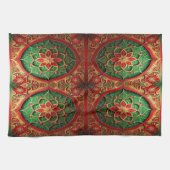 Red Green Decorative Holiday Kitchen Towel Theedoek (Horizontaal)