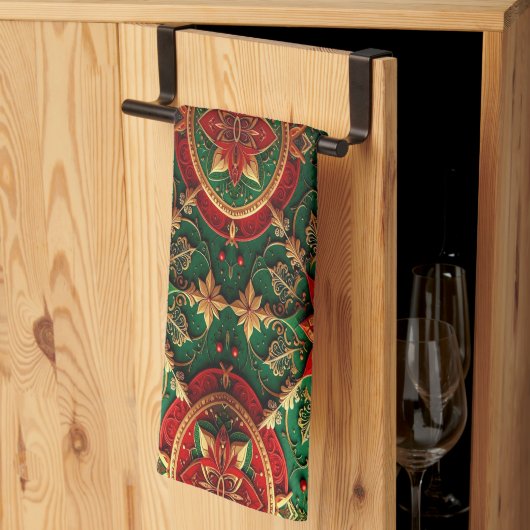Red Green Decorative Holiday Kitchen Towel Theedoek (Derde Gevouwen)
