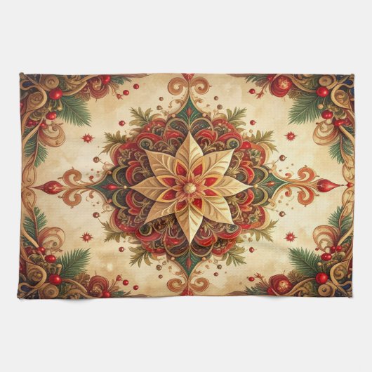 Red Green Decorative Holiday Kitchen Towel Theedoek (Horizontaal)
