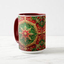 Red Green Decorative Holiday Mug