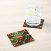 Red Green Decorative Holiday Paper Coaster Kartonnen Onderzetters (Insitu)
