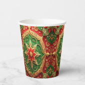 Red Green Decorative Holiday Paper Cups Papieren Bekers (Voorkant)