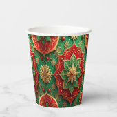 Red Green Decorative Holiday Paper Cups Papieren Bekers (Achterkant)