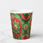 Red Green Decorative Holiday Paper Cups Papieren Bekers (Voorkant)