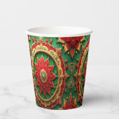 Red Green Decorative Holiday Paper Cups Papieren Bekers (Voorkant)