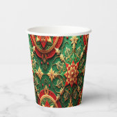 Red Green Decorative Holiday Paper Cups Papieren Bekers (Achterkant)