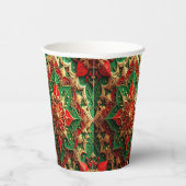 Red Green Decorative Holiday Paper Cups Papieren Bekers (Rechts)