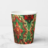 Red Green Decorative Holiday Paper Cups Papieren Bekers (Voorkant)