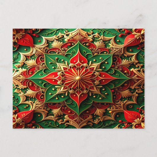 Red Green Decorative Holiday Postcard Briefkaart (Voorkant)