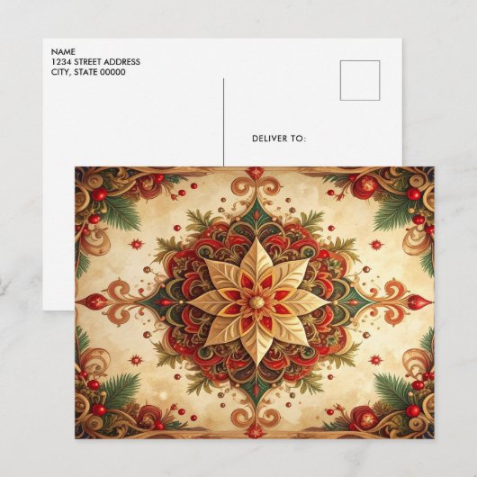 Red Green Decorative Holiday Postcard Briefkaart (Voorkant / Achterkant)