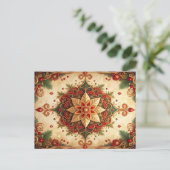 Red Green Decorative Holiday Postcard Briefkaart (Staand voorkant)