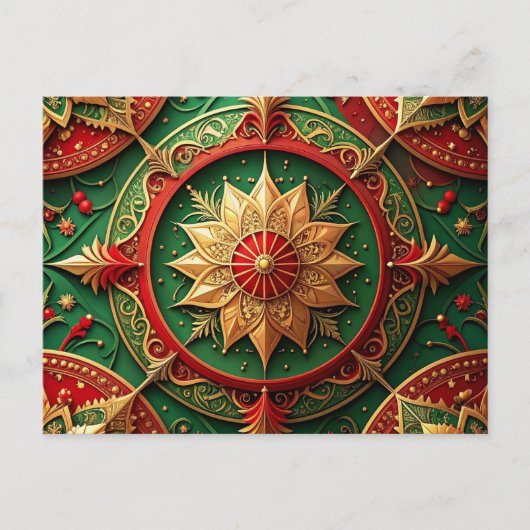 Red Green Decorative Holiday Postcard Briefkaart (Voorkant)