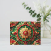 Red Green Decorative Holiday Postcard Briefkaart (Staand voorkant)