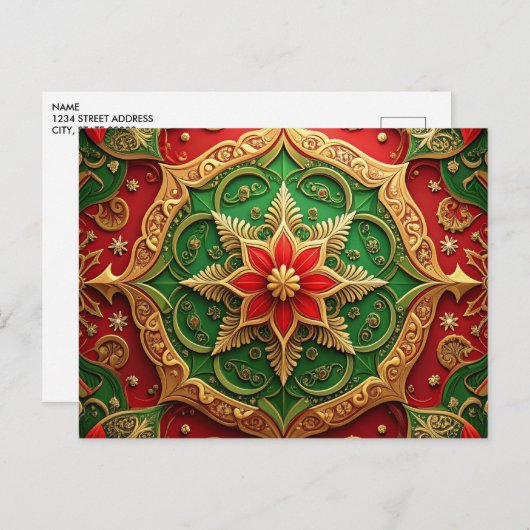 Red Green Decorative Holiday Postcard Briefkaart (Voorkant / Achterkant)