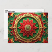 Red Green Decorative Holiday Postcard Briefkaart (Voorkant / Achterkant)