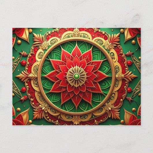 Red Green Decorative Holiday Postcard Briefkaart (Voorkant)