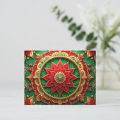 Red Green Decorative Holiday Postcard Briefkaart (Staand voorkant)