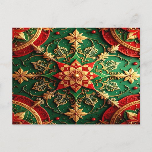 Red Green Decorative Holiday Postcard Briefkaart (Voorkant)