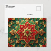 Red Green Decorative Holiday Postcard Briefkaart (Voorkant / Achterkant)