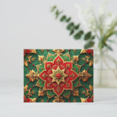 Red Green Decorative Holiday Postcard Briefkaart (Staand voorkant)