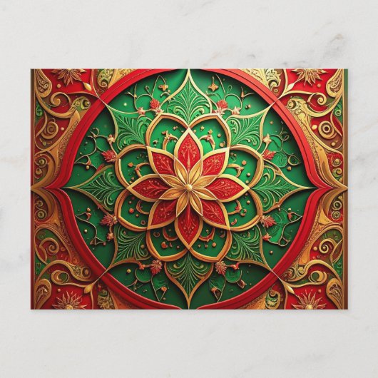 Red Green Decorative Holiday Postcard Briefkaart (Voorkant)