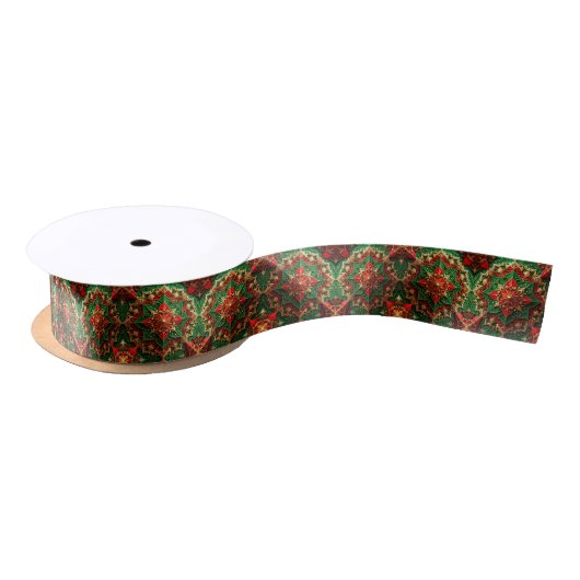 Red Green Decorative Holiday Satin Ribbon Satijnen Lint (Spoel)