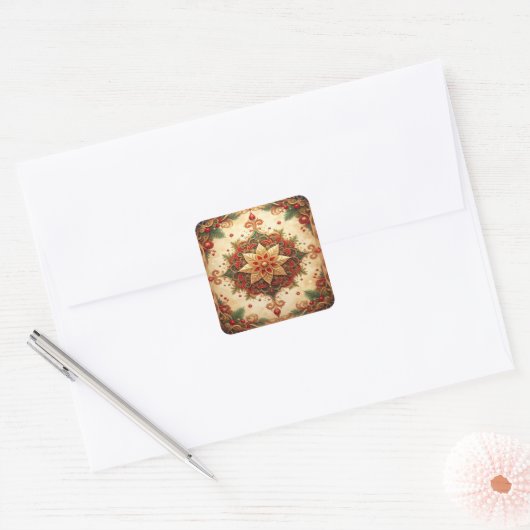Red Green Decorative Holiday Sticker (Envelop)