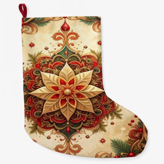 Red Green Decorative Holiday Stocking Grote Kerstsok (Voorkant)